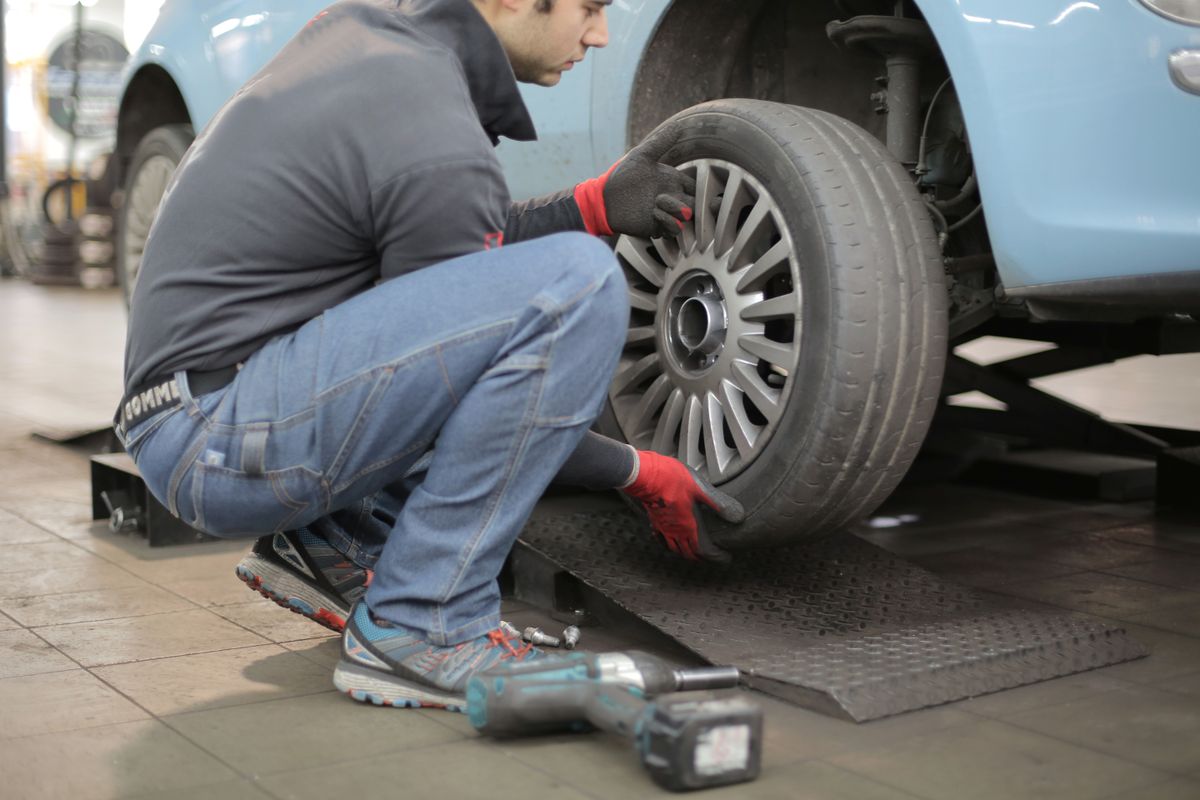 Mechanic working on a vehicle